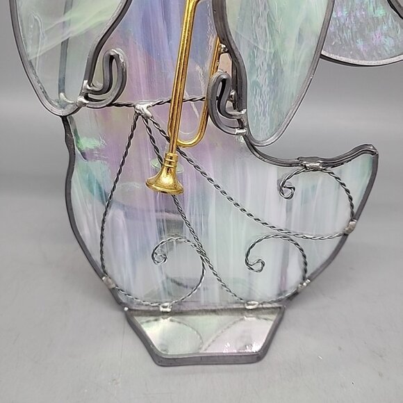 Glassical Heirlooms Large Stained Glass ANGEL White Gold Candle Holder  12” - Picture 3 of 6